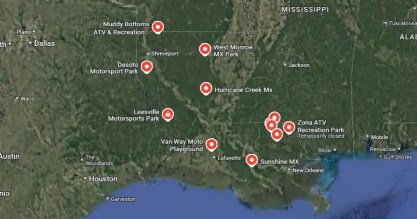 All Dirt Bike Tracks in Louisiana