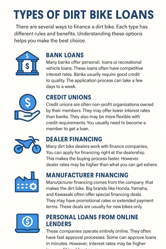 Types of Dirt Bike Loans