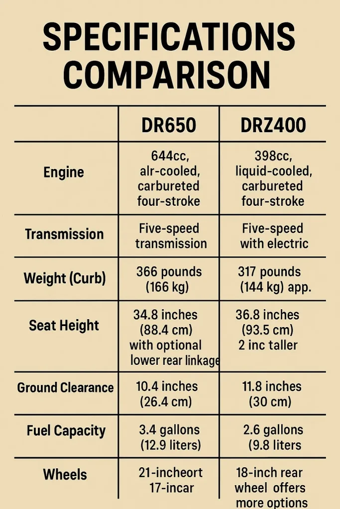 Specifications Comparison